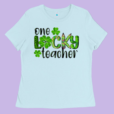 St. Patrick's Day One Lucky Teacher Ladies Tee Designed By Ranaportraitstore