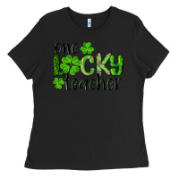 Black st. Patrick's day one lucky teacher Ladies Tee - RanaPortraitStore