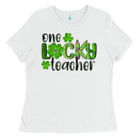 White st. Patrick's day one lucky teacher Ladies Tee - RanaPortraitStore