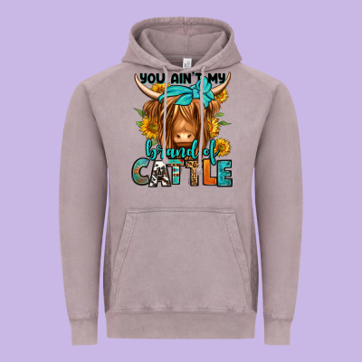 You Ain't My Brand Of Cattle Longhaired Cow Vintage Hoodie Designed By Jasminsmagicworld