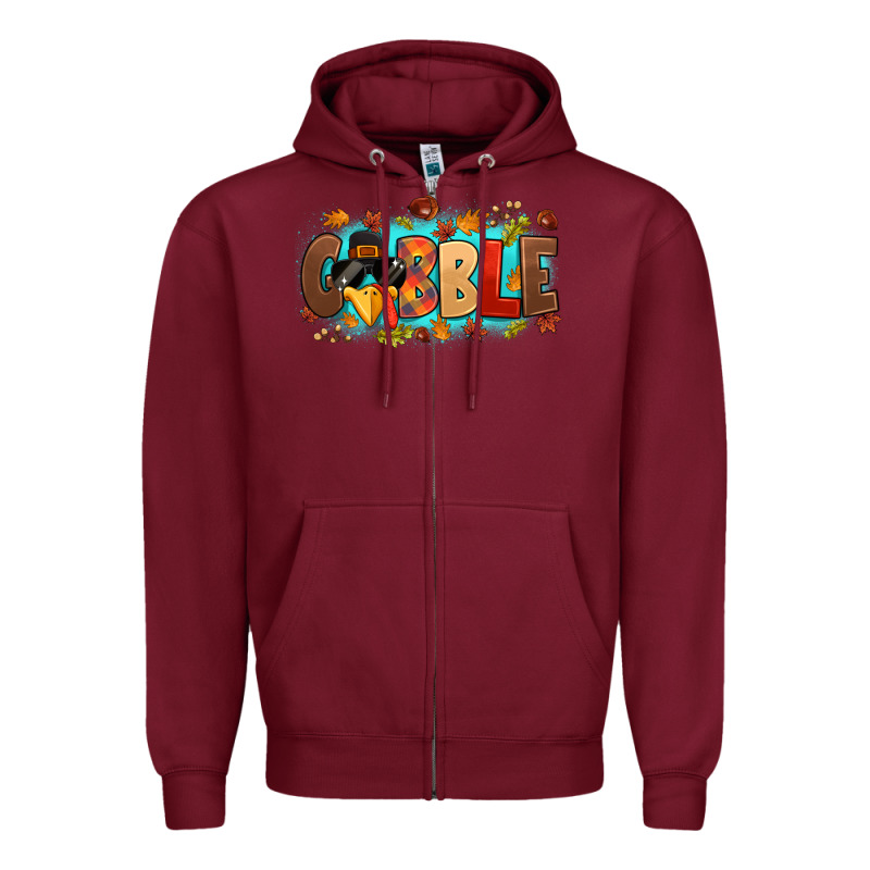 Gobble With Thanksgiving Turkeys Zipper Hoodie by MaliasSmallBusiness | Teevron