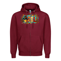 Burgundy gobble with thanksgiving turkeys Zipper Hoodie - MaliasSmallBusiness