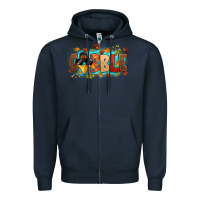 Navy gobble with thanksgiving turkeys Zipper Hoodie - MaliasSmallBusiness