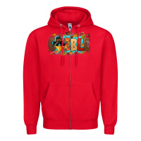 Red gobble with thanksgiving turkeys Zipper Hoodie - MaliasSmallBusiness