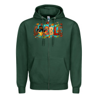 Sports Green gobble with thanksgiving turkeys Zipper Hoodie - MaliasSmallBusiness