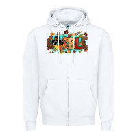 White gobble with thanksgiving turkeys Zipper Hoodie - MaliasSmallBusiness