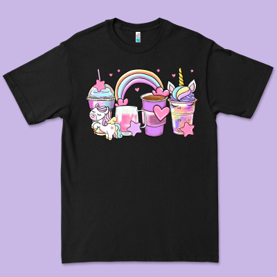 Unicorn Coffee Cups Premium Tee Designed By Zillion Design Studio