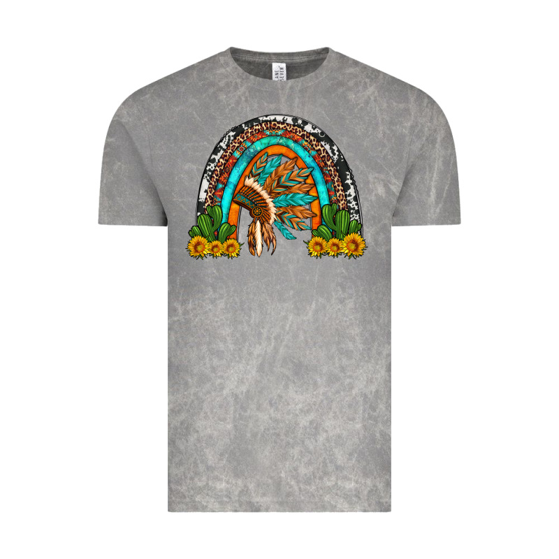 Indian Headdress Cactus And Sunflowers Rainbow Vintage Tee by Artiststas | Teevron