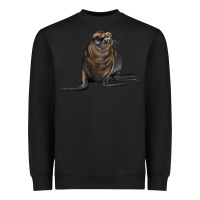 Black Sea Lion Illustrations Heavyweight Sweatshirt - LillyAllenDesigns