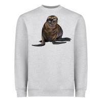 Heather Grey Sea Lion Illustrations Heavyweight Sweatshirt - LillyAllenDesigns