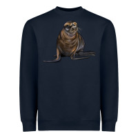 Navy Sea Lion Illustrations Heavyweight Sweatshirt - LillyAllenDesigns
