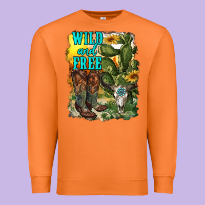 Wild And Free Cowgirl Boots Premium Sweatshirt Designed By Ranaportraitstore