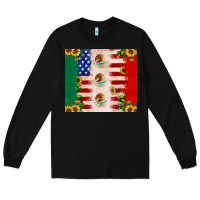 Black American flag mexico flag sunflower cactus Long Sleeve Tee - JahusDesignShop