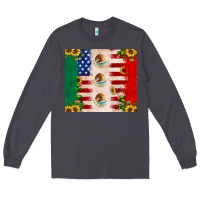 Smoke American flag mexico flag sunflower cactus Long Sleeve Tee - JahusDesignShop