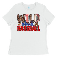White wild about baseball Ladies Tee - Zillion Design Studio