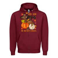 Burgundy fall for jesus he never leaves Zipper Hoodie - MaliasSmallBusiness