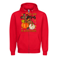 Red fall for jesus he never leaves Zipper Hoodie - MaliasSmallBusiness