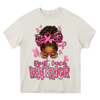 Cream brest cancer warrior afro messy bun Heavy Core Tee - texasbilliewilder
