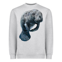 Heather Grey Manatee Illustrations Heavyweight Sweatshirt - LillyAllenDesigns