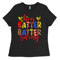 Black hey batter batter swing softball Ladies Tee - Zillion Design Studio