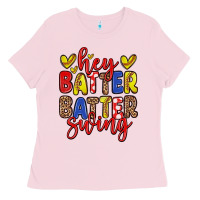 Hey Batter Batter Swing Softball Ladies Tee | Teevron