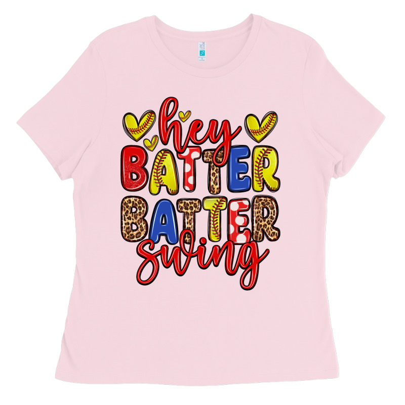 Hey Batter Batter Swing Softball Ladies Tee by Zillion Design Studio | Teevron