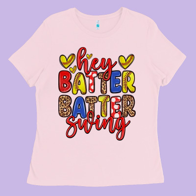 Hey Batter Batter Swing Softball Ladies Tee Designed By Zillion Design Studio