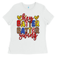 White hey batter batter swing softball Ladies Tee - Zillion Design Studio