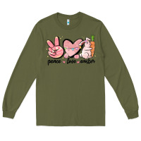 Army Green peace love easter Long Sleeve Tee - MaliasSmallBusiness