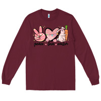 Burgundy peace love easter Long Sleeve Tee - MaliasSmallBusiness