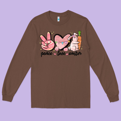 Peace Love Easter Long Sleeve Tee Designed By Maliassmallbusiness
