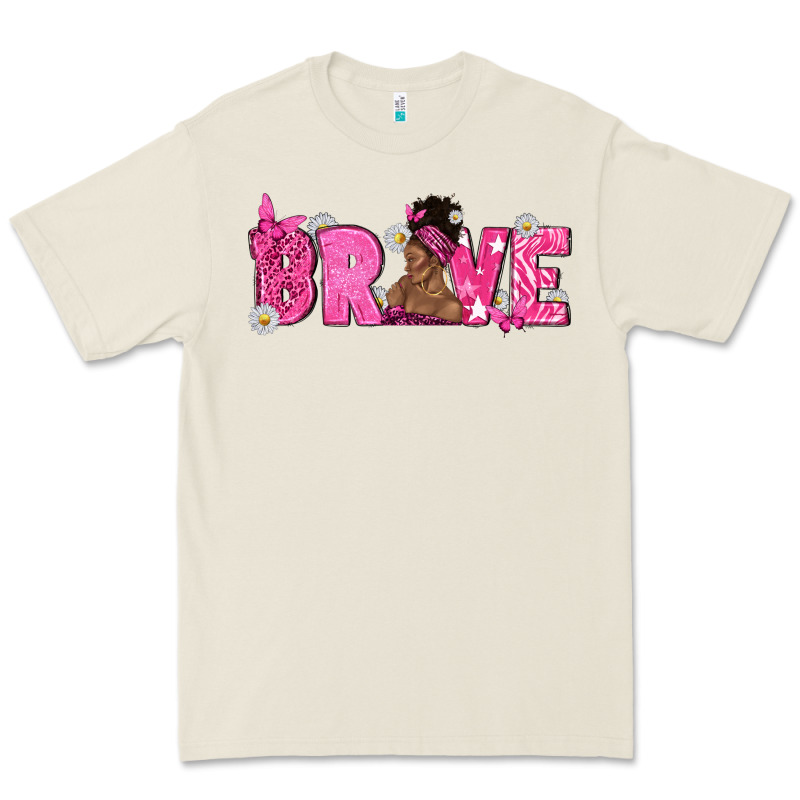 Breast Cancer Brave With Afro Woman Premium Tee by texasbilliewilder | Teevron