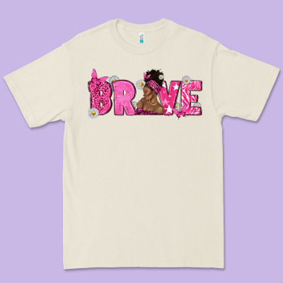 Breast Cancer Brave With Afro Woman Premium Tee Designed By Texasbilliewilder