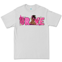 Dove Grey Breast Cancer Brave with Afro Woman Premium Tee - texasbilliewilder