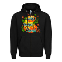 Black grateful thankful blessed Zipper Hoodie - MaliasSmallBusiness