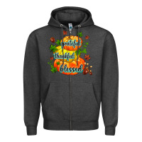 Charcoal Heather grateful thankful blessed Zipper Hoodie - MaliasSmallBusiness