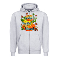 Heather Grey grateful thankful blessed Zipper Hoodie - MaliasSmallBusiness