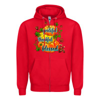 Red grateful thankful blessed Zipper Hoodie - MaliasSmallBusiness