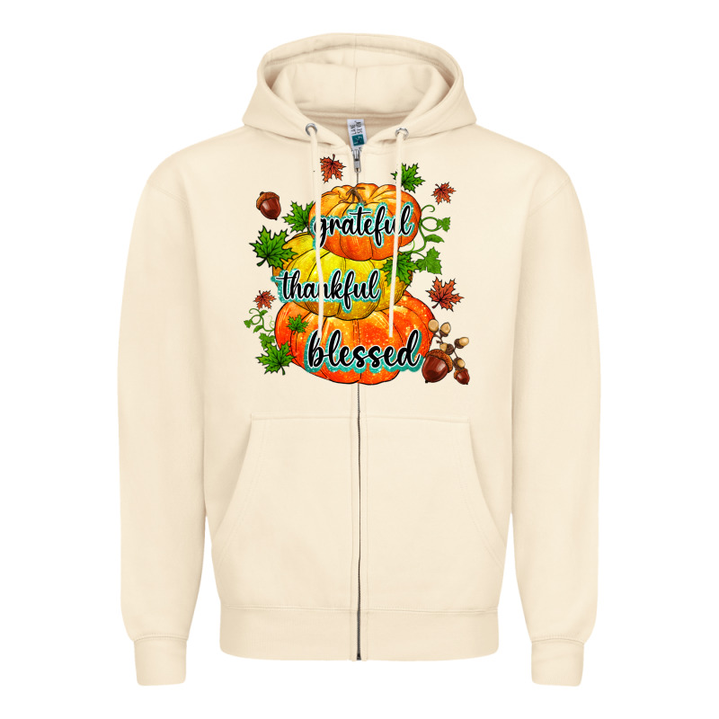 Grateful Thankful Blessed Zipper Hoodie by MaliasSmallBusiness | Teevron