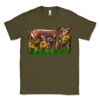 Army Green Western Mom With Duroc Pig And Baby Pig Classic Tee - LillyAllenDesigns