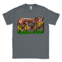 Charcoal Heather Western Mom With Duroc Pig And Baby Pig Classic Tee - LillyAllenDesigns