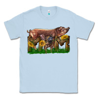 Dusty Blue Western Mom With Duroc Pig And Baby Pig Classic Tee - LillyAllenDesigns