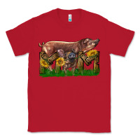 Red Western Mom With Duroc Pig And Baby Pig Classic Tee - LillyAllenDesigns
