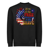 Black home of the free because of the brave Heavyweight Sweatshirt - NancyCooperArtShop