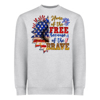 Heather Grey home of the free because of the brave Heavyweight Sweatshirt - NancyCooperArtShop