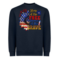 Navy home of the free because of the brave Heavyweight Sweatshirt - NancyCooperArtShop