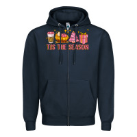 Navy tis the season Zipper Hoodie - MaliasSmallBusiness