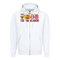White tis the season Zipper Hoodie - MaliasSmallBusiness