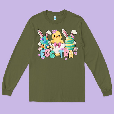 I Am Eggtra Long Sleeve Tee Designed By Maliassmallbusiness
