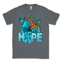 Charcoal Heather hope tealribbonovarian cancer nails Classic Tee - NancyCooperArtShop